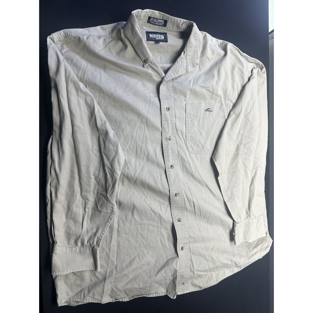 Vtg Resistol Rode Gear Brown 30X Hill Country Mens L Long Sleeve Button Up Shirt